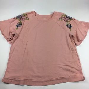 Bell Sleeve Embroidered Top